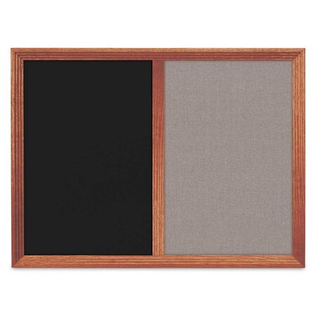 United Visual Products Enclosed Corkboard, 1 Door, 72"x36", 4" Fra UV3418-SATIN-RUBBER